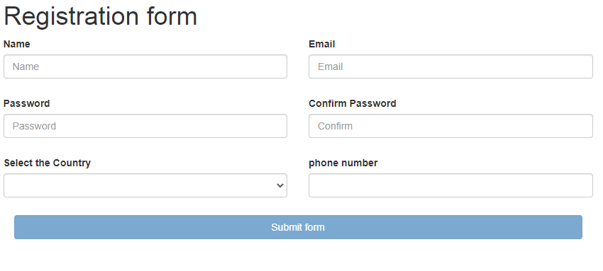 html form example for validation